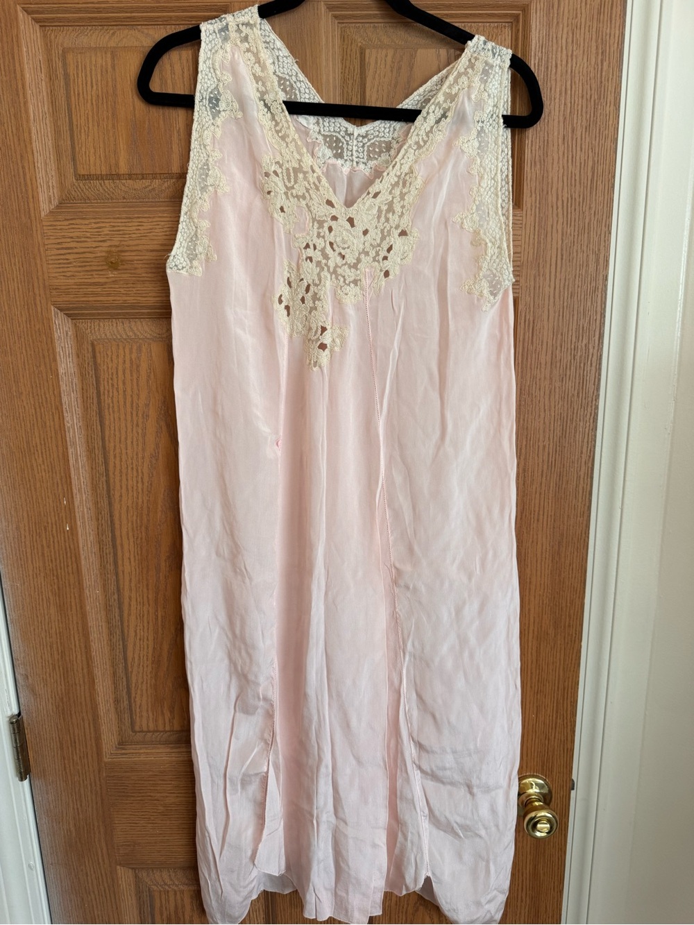 Antique 1940’s/50’s pink lace silk slip.